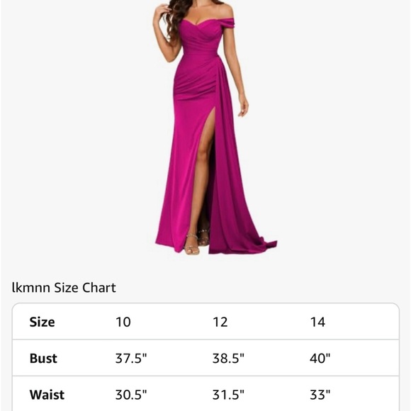 Pink Ruched Off-Shoulder Gown with Slit - Picture 4 of 5